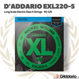 D'Addario EXL220-5 Long Scale 40-125 | Senar Bass 5 String