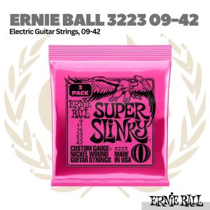 Ernie Ball 3223 Super Slinky Nickel Wound Electric Guitar Strings, 9-42, 3 Pack - Senar Gitar