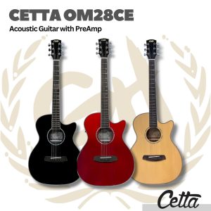 Cetta OM28CE Acoustic Guitar with Pre-Amp - Gitar Akustik Elektrik Cetta OM28CE dengan PreAmp - BLK