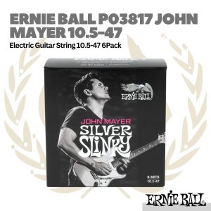 Ernie Ball 3817 John Mayer Silver Slinky Nickel Wound Electric Guitar Strings, 10.5-47, 6-Pack Box - Senar Gitar