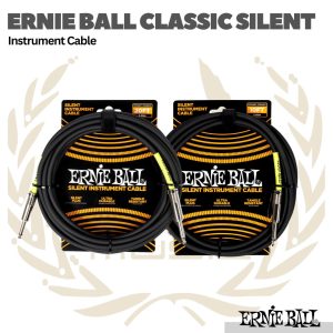 Ernie Ball Classic Silent Plug Straight to Straight Instrument Cable - Kabel Jack Gitar Bass Noiseless - 10FT