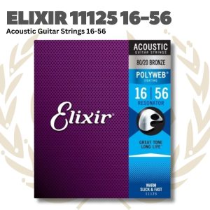 Elixir 11125 Polyweb 80/20 Resonator Bronze Acoustic Guitar Strings, 16-56 - Senar Gitar Akustik