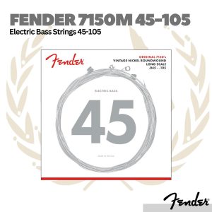 Fender 7150M Pure Nickel Roundwound Medium Long Scale Bass Guitar Strings, 45-105
