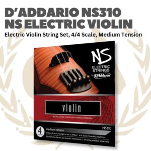 D'Addario NS310 NS Electric Violin String Set, 4/4 Scale, Medium Tension - Senar Violin Listrik Set | Senar Violin Elektrik Set Original