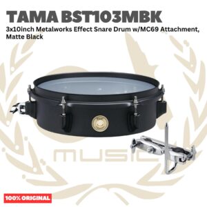 TAMA BST103MBK 3x10inch Metalworks Effect Snare Drum w/MC69 Attachment, Matte Black - Senar Drum | BST 103 MBK