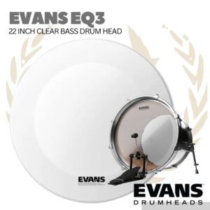EVANS EQ3 Clear Head Bass Drum | Batter Drumhead Original - 22 INCH